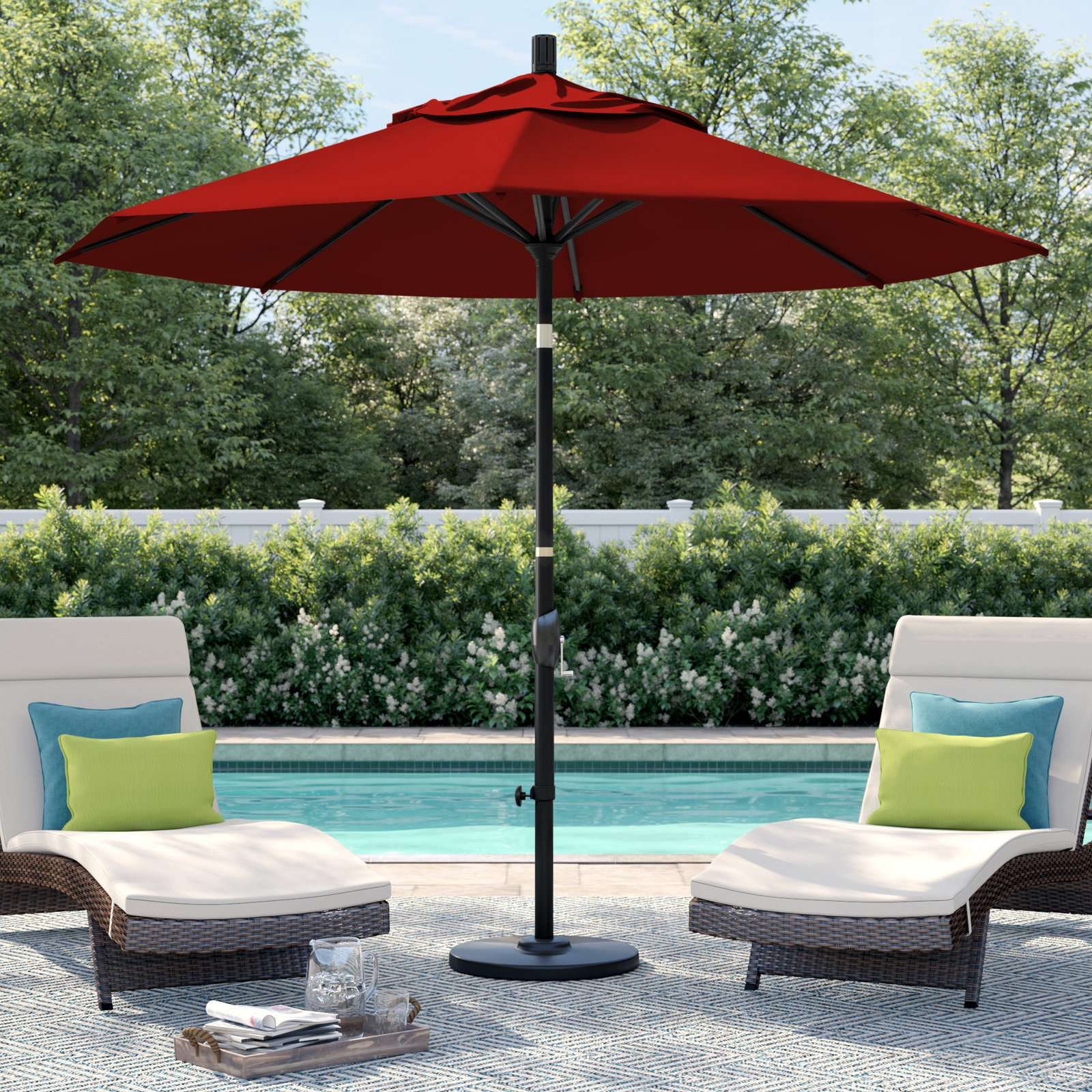 Iuka 108'' Outdoor Umbrella, Canvas Jockey Red Sunbrella® Canvas, 225