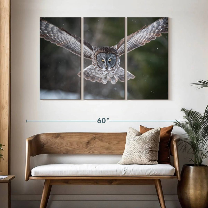 Flying Winter Owl, 32" H x 50" W