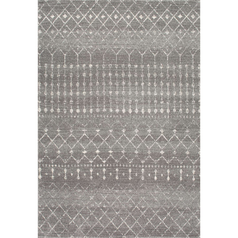 Amanuel Moroccan Geometric Area Rug in Dark Gray, Rectangle 5' x 7'5"