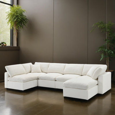 6 - Piece Upholstered Modular Sleeper Sectional Sofa Bed for Living Room