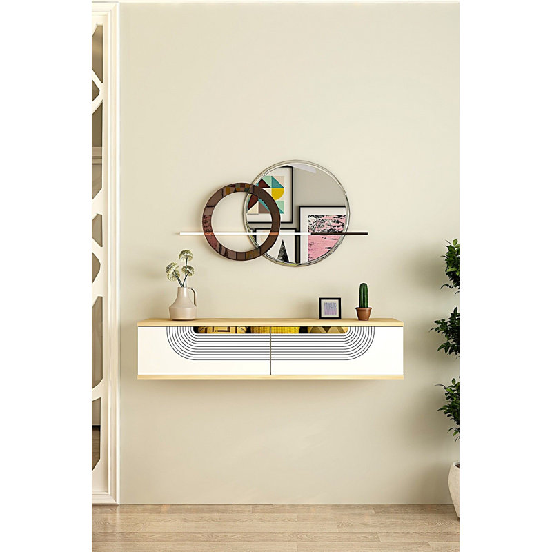 Commode, Beige/White/Gold