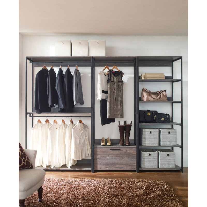 Walk-in modulaire avec rangement supplémentaire et compartiments profonds personnalisables