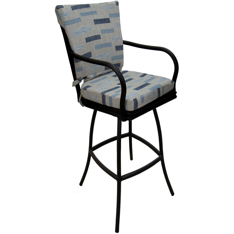 Tabouret de bar d'extérieur avec coussin 30,00 po Sedanur, Noir, 30"