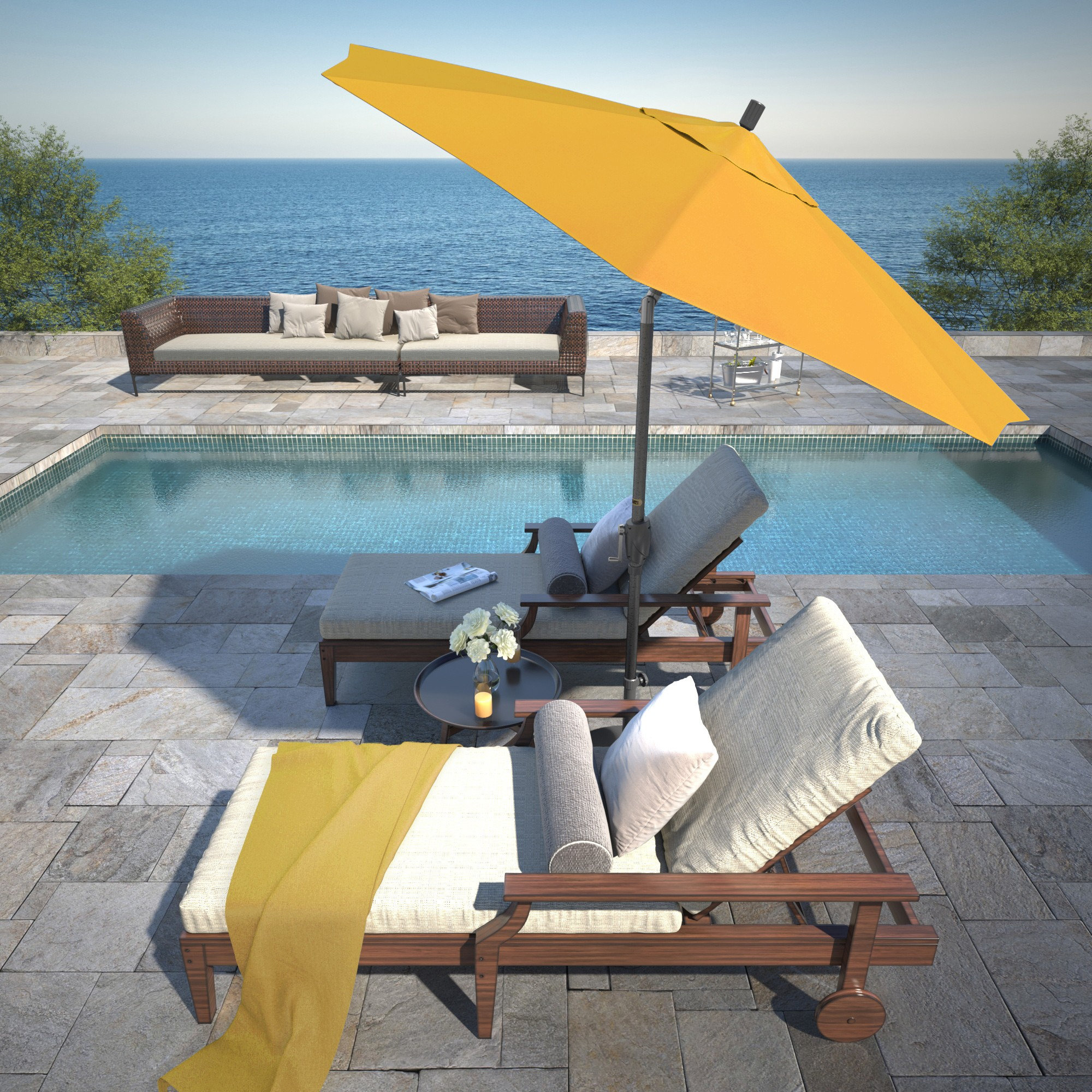Lexia 90'' Sunbrella® Outdoor Umbrella, Canvas Sunflower Yellow Sunbrella® Canvas