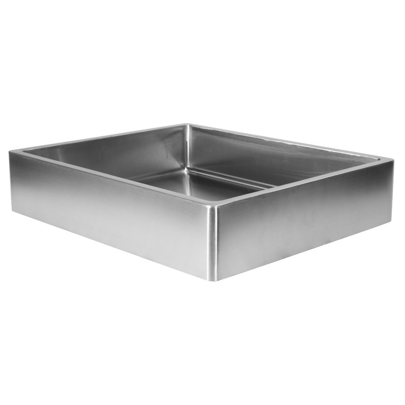 Stainless Steel Rectangular Vessel Bathroom Sink, Silver