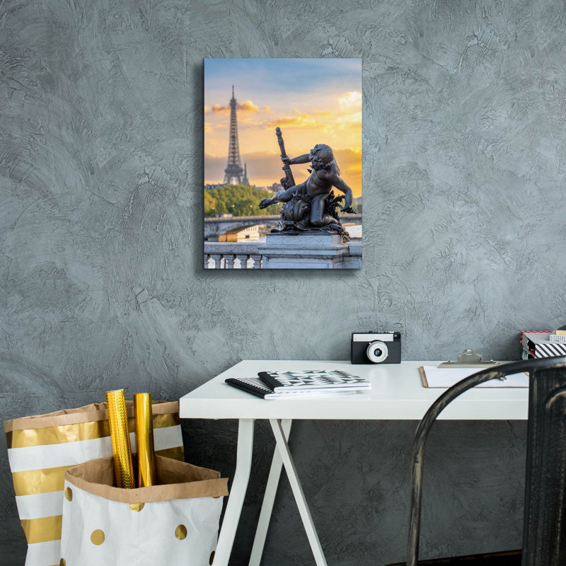 «Paris - Golden Sunset», art mural sur toile, 20 po x 24 po, H 16 po x l 12 po x P 0,75 po