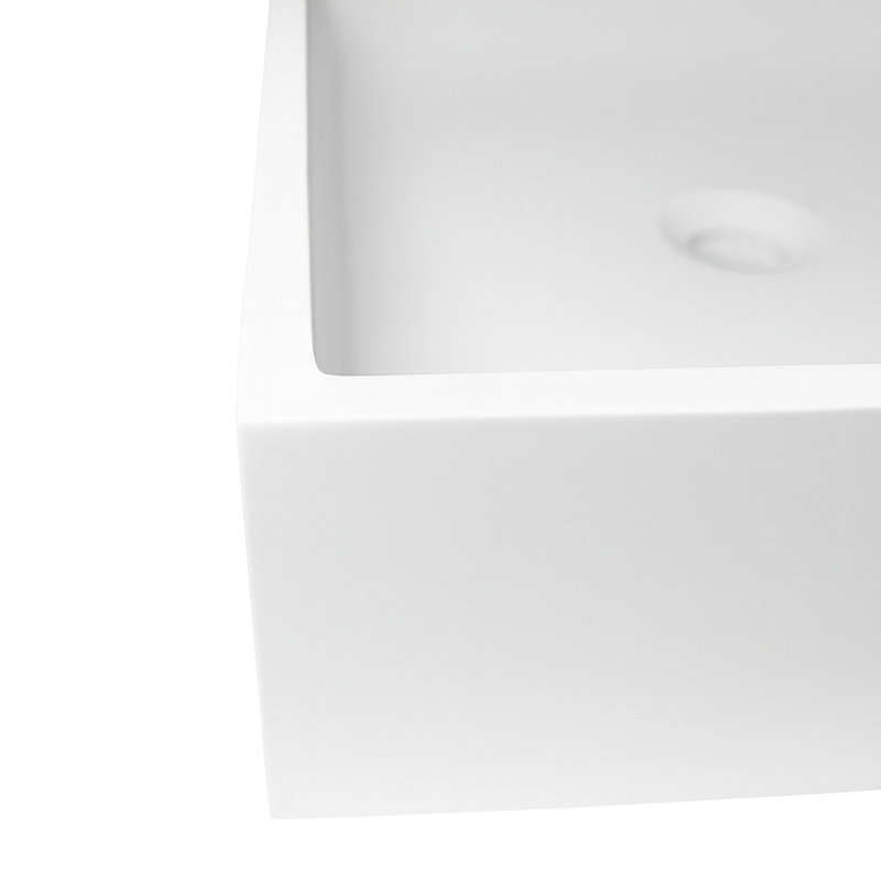 Brillare Matte White Solid Surface Rectangular Vessel Sink