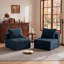 Chaise modulaire sans accoudoirs avec repose-pieds, siège profond avec ressorts ensachés, aucun assemblage requis, canapé modulaire à compression pour salon, bleu-131507164