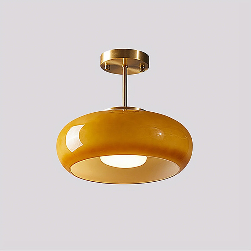 Plafonnier semi-encastré en verre de style français, Orange