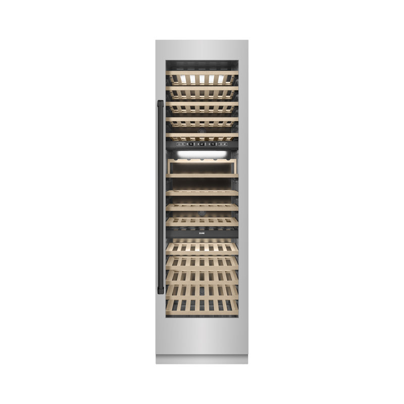 ZLINE Autograph 24 in. Stainless Steel 100 Bottle Column Wine Cooler w/ Black Accents, Black