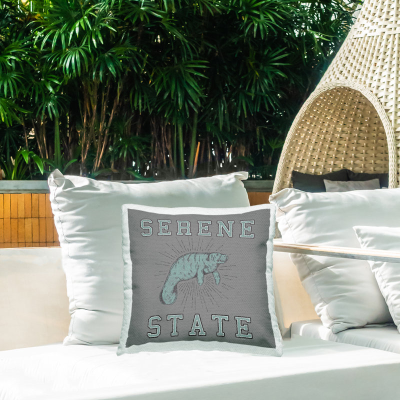 Coussin d'extérieur imprimé Serene State Manatee par Spirit Animals / Life Is High