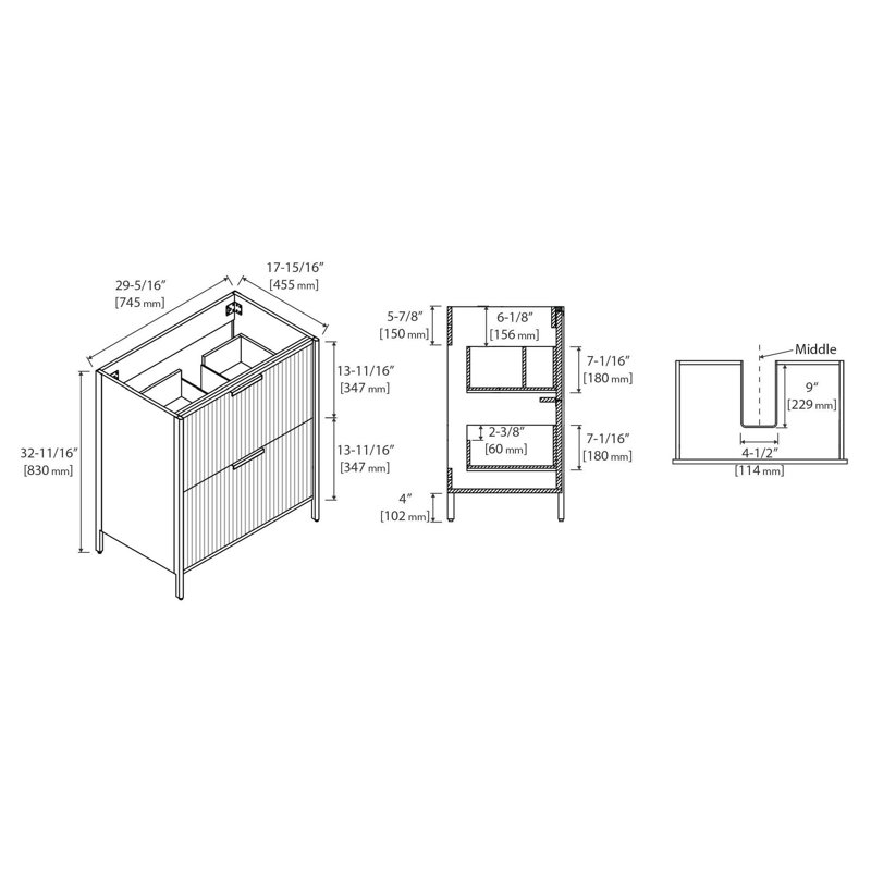Meuble-lavabo autoportant de 30 po avec lavabo Chriselda, Blanc, Gris