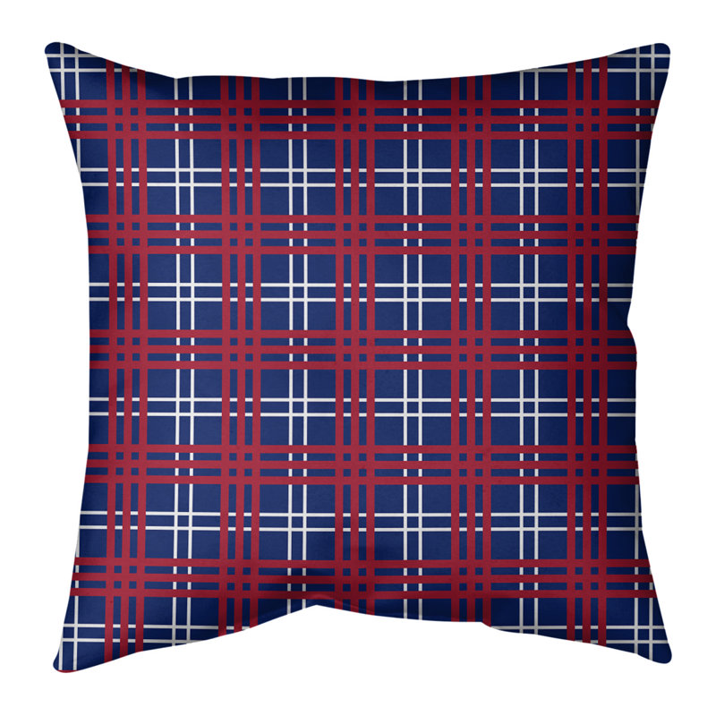 Housse de coussin Football Luxury, Bleu foncé / blanc / rouge, Polyester sergé, 18" x 18"