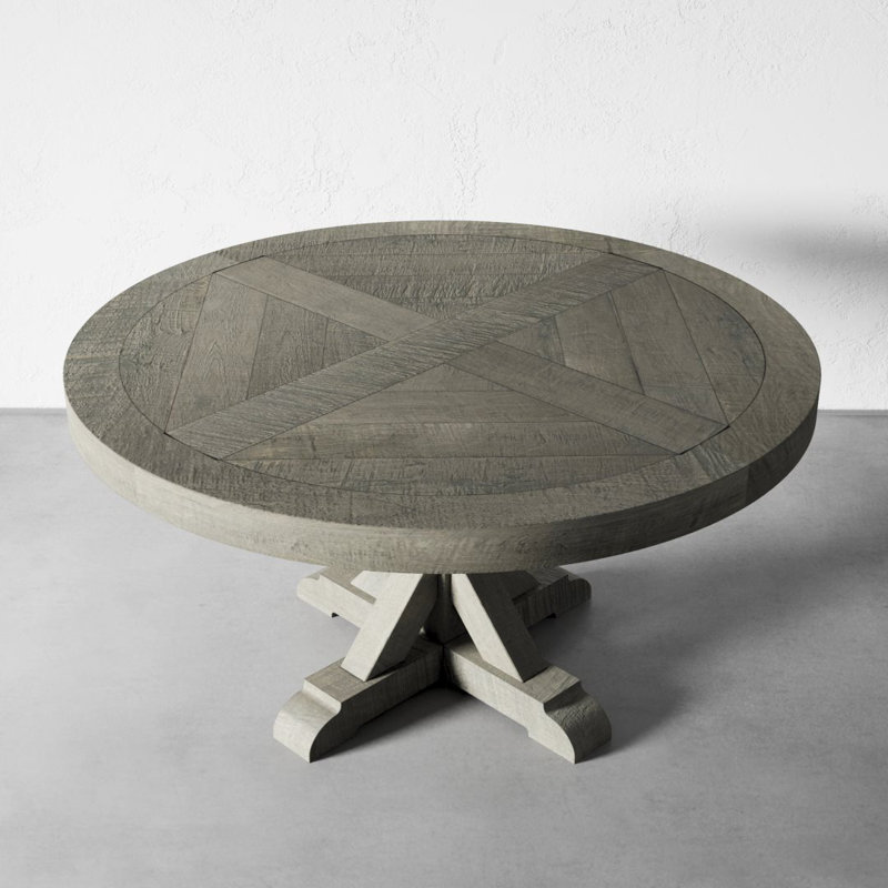 Lampert Pine Round Solid Wood Dining Table, 60" L x 60" W, Rustic Gray
