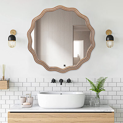 Miroir mural rond ondulé, miroir mural rond