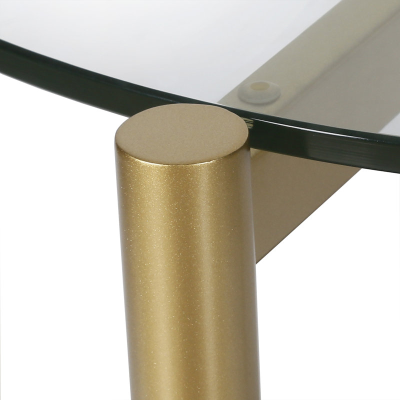 Otto Glass Top End Table, Clear/Walnut