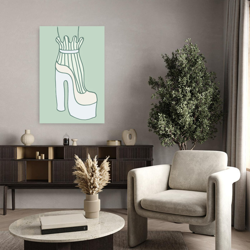 Art mural contemporain abstrait chic à volants, H 36 po x l 24 po