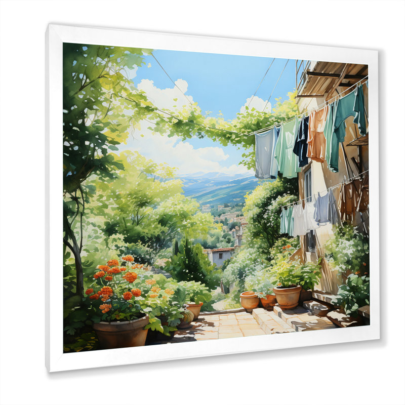 Art mural sur toile de ferme, impression de scène rustique «Laundry Day In Province I», H 16 po x l 16 po x P 1 po