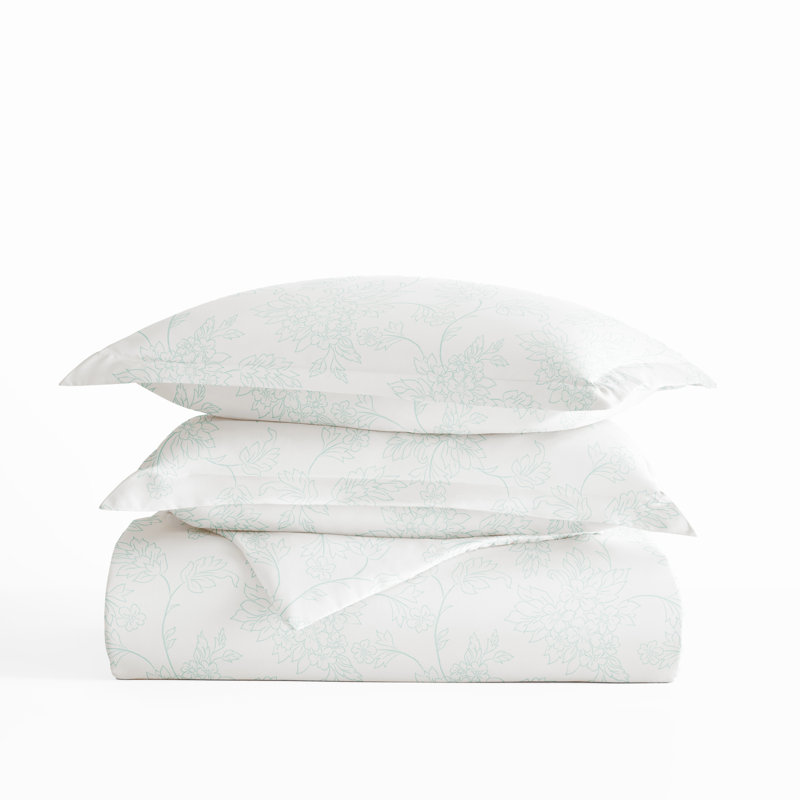 Simply Soft Vine Pattern Duvet Cover Set, Aqua, Queen Duvet Cover + 2 Shams