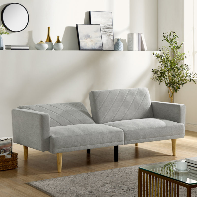 Canapé-lit multifonctionnel avec 2 sièges Itu, Velours gris velours, H 29,9 po x l 75,6 po x P 38,3 po