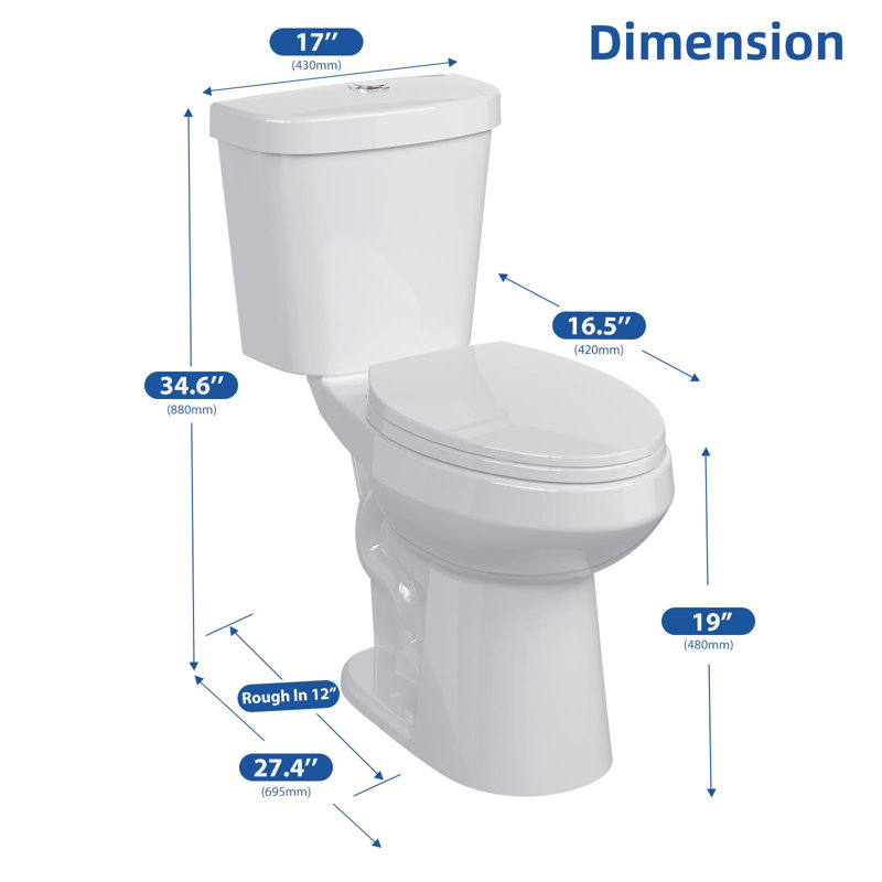 Toilette deux pièces pour la salle de bain, toilette allongée avec siège confort à hauteur ADA 19 po, siège à fermeture en douceur