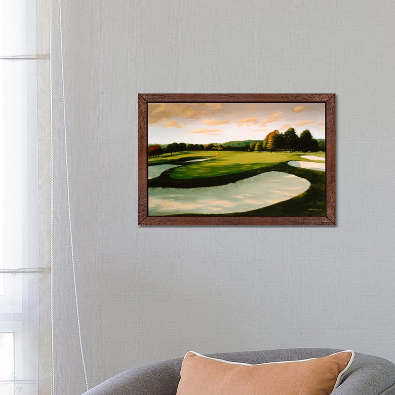 Golf Course 8 by William Vanderdasson - Painting on Canvas, 101.6 cm H x 66.04 cm W, Brown Floater Framed