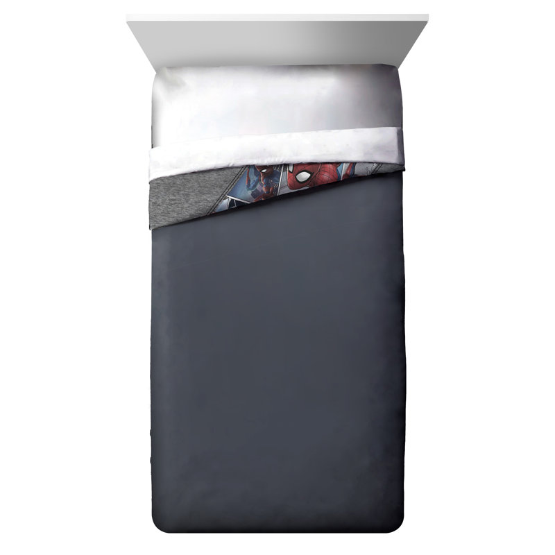 Spiderman Grunge Gray Microfiber Reversible Comforter Set, Twin