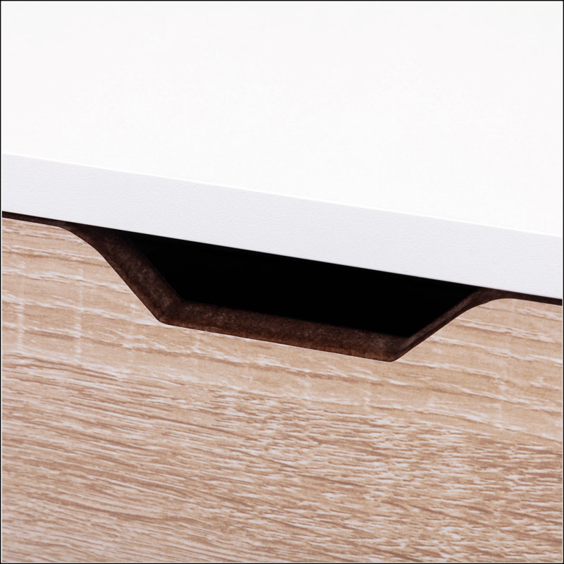 Table de chevet avec 2 tiroirs, Blanc