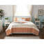 6 pièces de courtepointe en coton corail, grand / grand, avec coussins décoratifs en mousseline pour la chambre