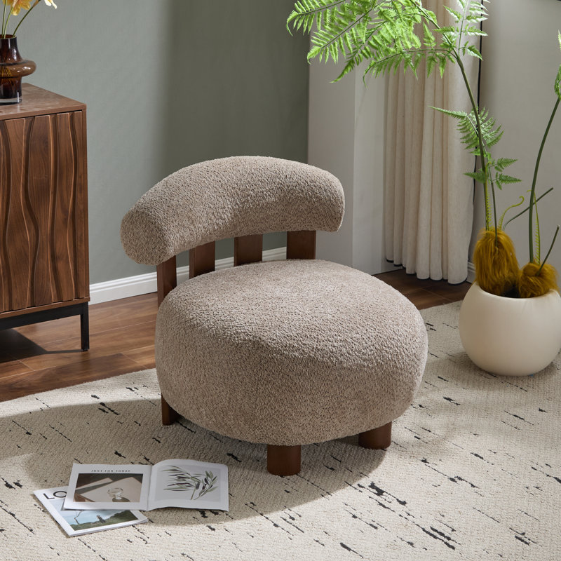 Chaise d'appoint rembourrée avec pieds en bois Zavier Boucle, Marron clair