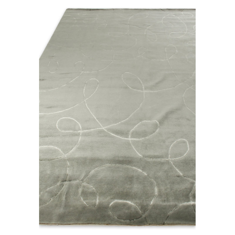 Super Tibetan hand-knotted Wool/Bamboo Silk Blue Area Rug, 9'X12'