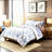 Botanical Bliss Reversible Comforter Set - Twin Size 6 Piece Bedding Bundle with Complete Sheet Set, Shams, and Decorative Pillow - All Season Cozy Cover in Modern Blue Print