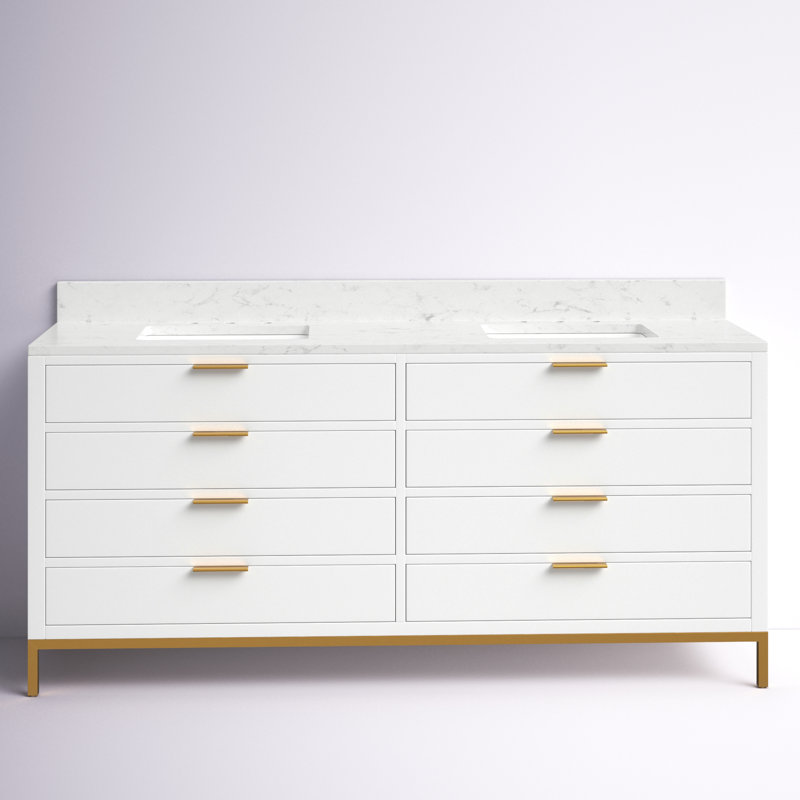 Ensemble de meuble-lavabo double 72 po Gervais, Blanc pur
