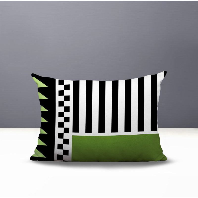 Oreiller rectangulaire réversible intérieur / extérieur Kaleido, Chartreuse, Rectangulaire H 18 po x l 25 po