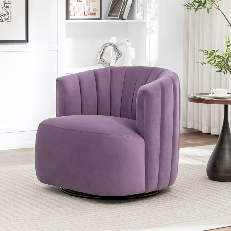 Fauteuil demi-tonneau pivotant Stanford, Mauve