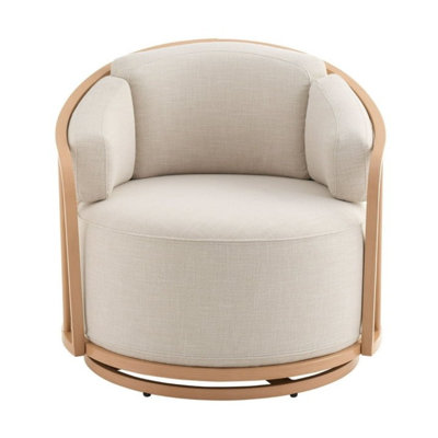 Fauteuil d'appoint pivotant à 360 ° - Coussin contemporain en lin
