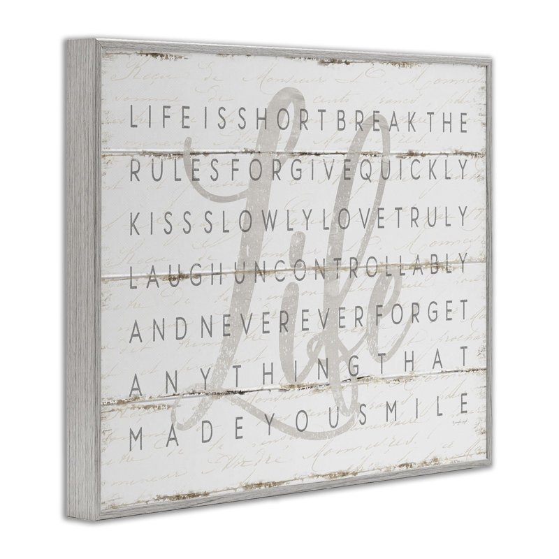 «Fenna Life Is Short Smile on Planked Look», impression, H 20 po x l 16 po, Estampe numérique Farmhouse