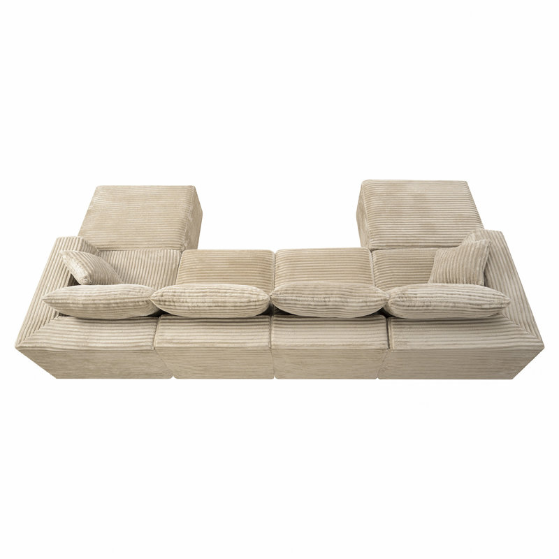 Canapé modulaire 133,2 po, Camel Corduroy