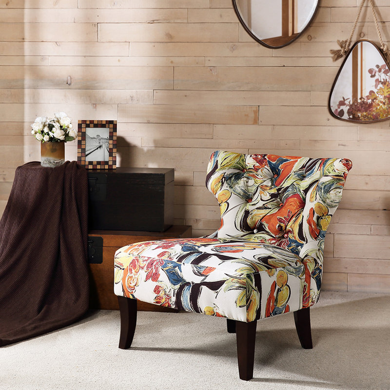 Chaise de véranda polyvalente avec pieds en bois massif revêtus de tissu imprimé et coussin en mousse