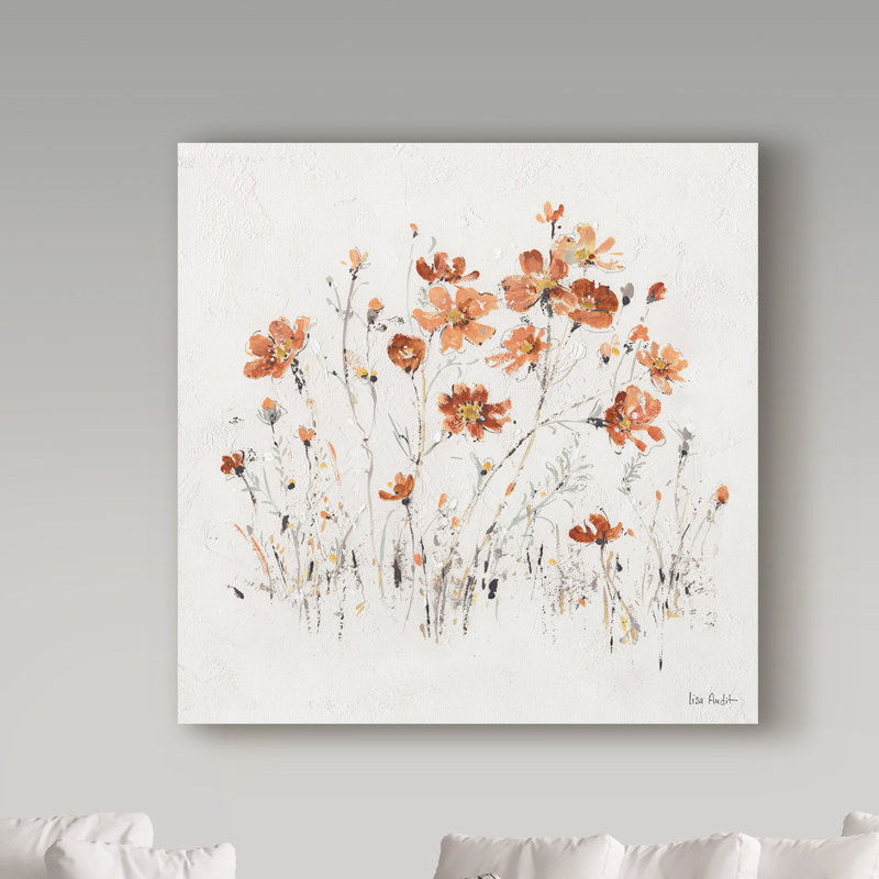 « wildflowers ii orange », reproduction de peinture à l’acrylique sur toile tendue, H 14 po x l 14 po x P 2 po