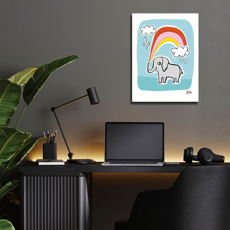 «Wild About You Elephant» par Melissa Averinos, art mural en verre acrylique, H 16 po x l 12 po x P 0,13 po