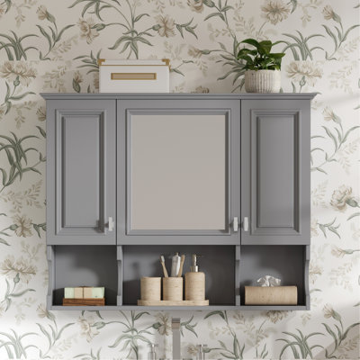 Armoire à pharmacie murale 35 po x 28 po, armoire de salle de bain moderne avec miroir, armoire à miroir avec tablettes ouvertes