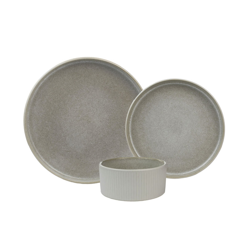Anderson Reactive Stoneware 12 Pc Set, Cream