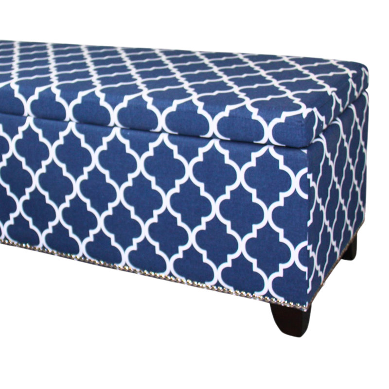 Grand banc de rangement 18 po avec rayures marocaines bleues