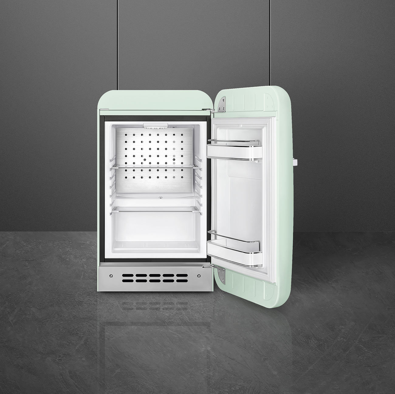 SMEG 50s Style Freestanding Mini Fridge, Pastel Green, Right