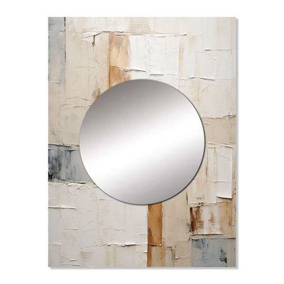 Vendeen Beige And Gold Minimalism Scandinavian III - Scandinavian Mirror, Scandinavian Unique Wall Mirror, Printed Metal Art