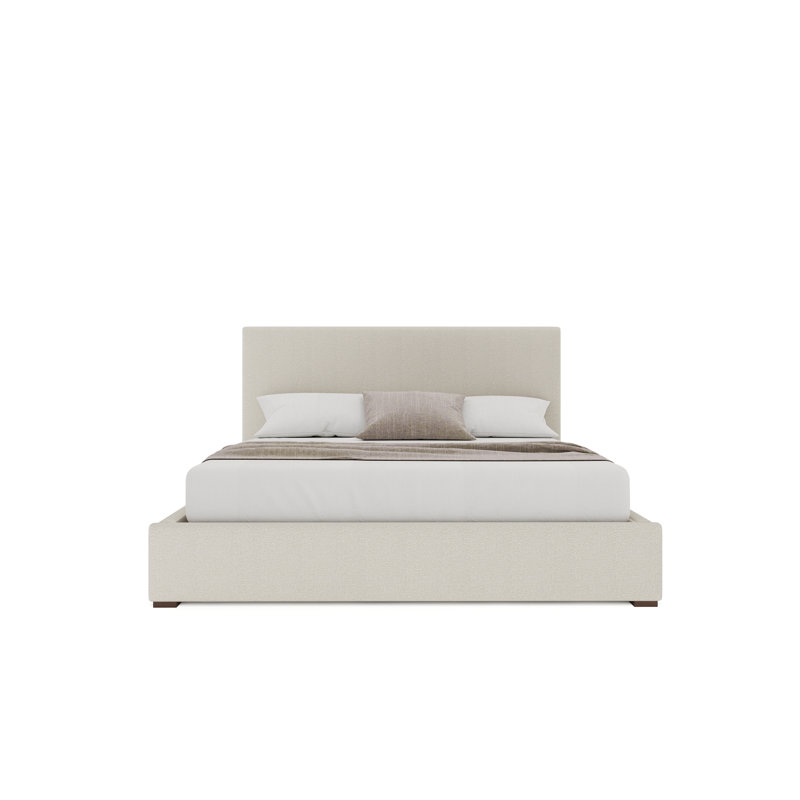 Lit tapissier moyen Moyra, Bouclé blanc cassé, Très grand