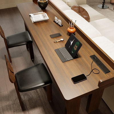 Nut-brown Rectangular Solid Wood Desk