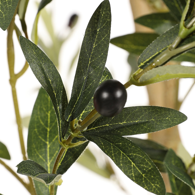 Arbre à fleurs 5,5 pi en olivier artificiel réaliste pour la maison et le bureau, Noir