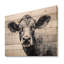 Minimalisme noir et blanc «I» - Art mural en bois de vache sur bois de pin naturel-101404310